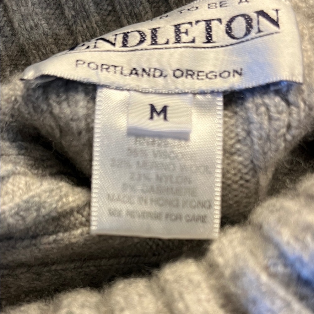 Pendleton Light Gray Turtleneck Sweater M - image 5